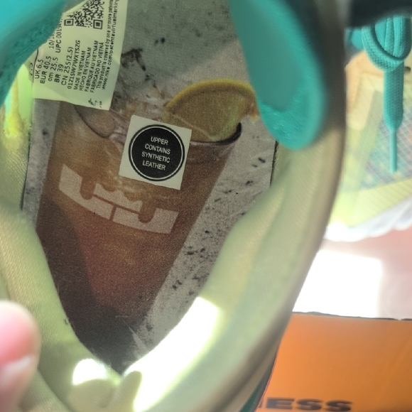 Nike LeBron Neon Yellow Basketball Sneakers with Teal and Orange Accents 7.5M/9W - Picture 10 of 12